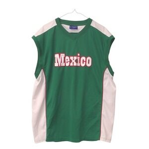 Blue Ocean Mexico Sleeveless Jersey Green White V-Neck XL Athletic Tank Top
